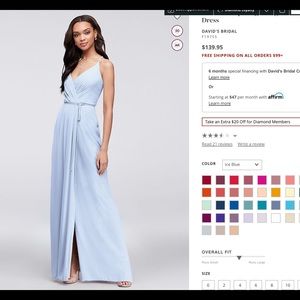 NWT David’s Bridal Georgette Bridesmaid’s Dress